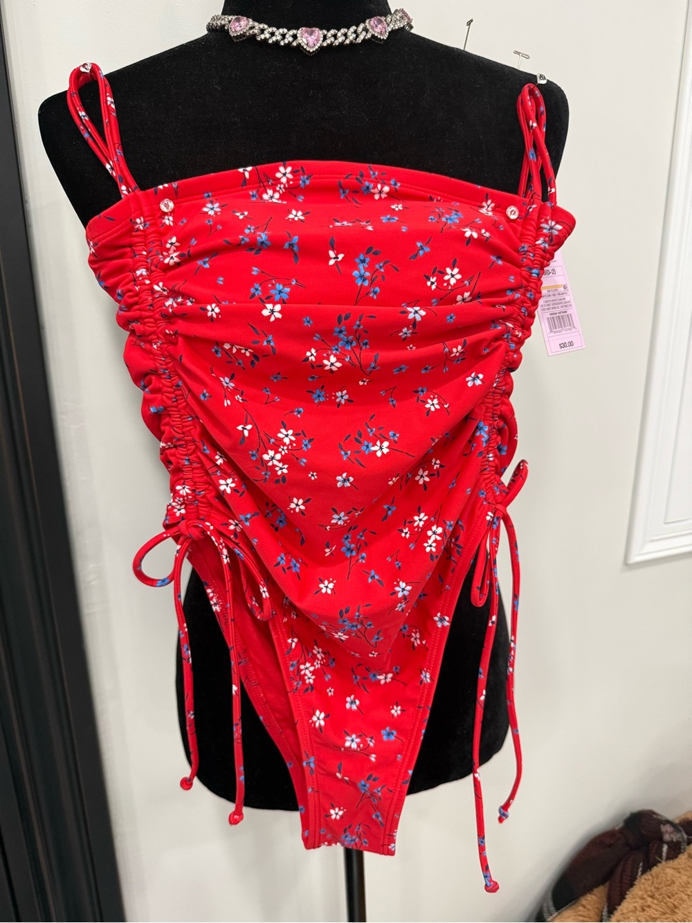 Bathing suit, one piece Xs Red Floral nwt women